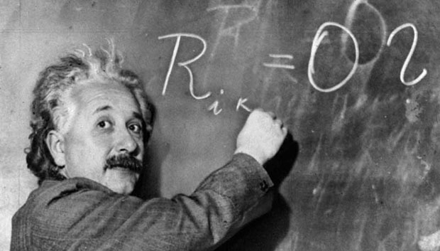 Photograph of Albert Einstein Doing Math 
