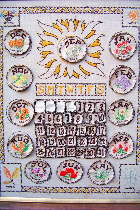 Stunning Embroidered Perpetual Calendar