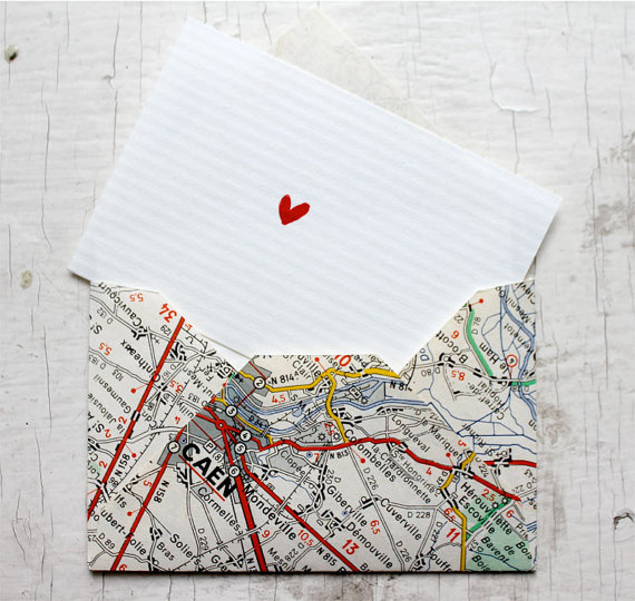 Super mini envelopes from upcycled vintage maps