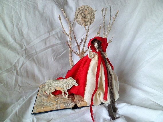 Wire and papier mache Sculpture - Red Riding Hood