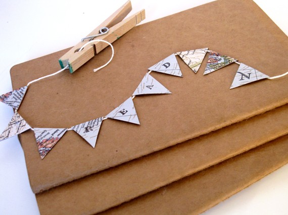 Mini Pennant Banner Flag Bunting From Vintage Maps