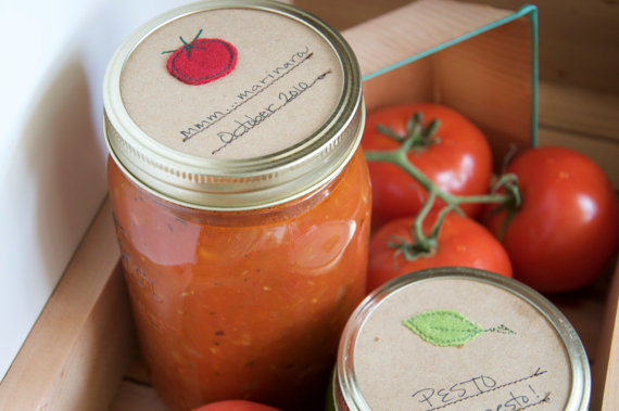 tomato sauce pesto canning jar labels