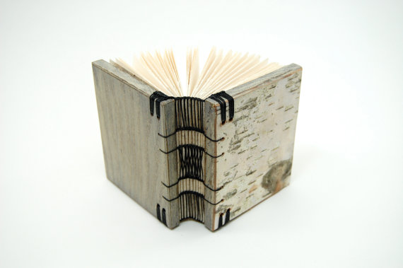 unique handmade journal - mini birch bark wood