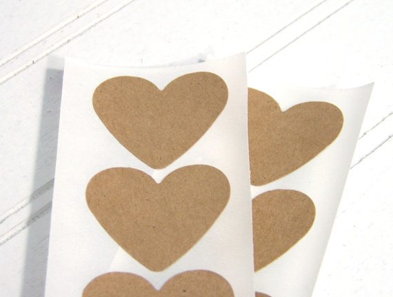 Eco-friendly Heart Stickers, Brown Bag Recycled Upcycled