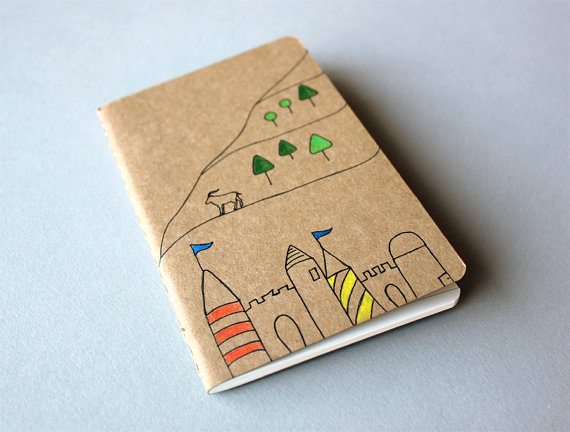Hand Drawn Pocket Journal Moleskine Cahier Notebook Billy Goat Castle Fairy Tale