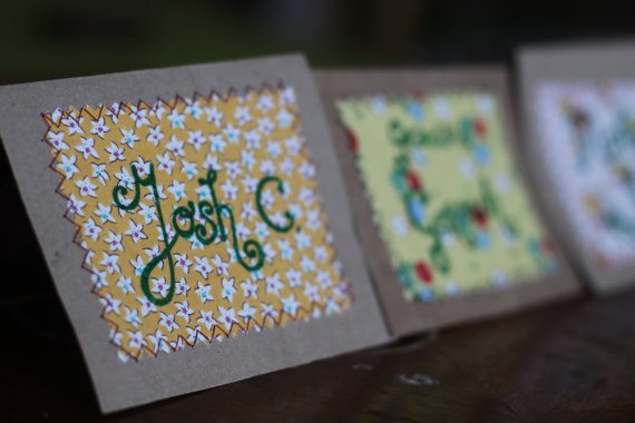 wedding - Table seating cards- made from upcycled Trader Joe Bags