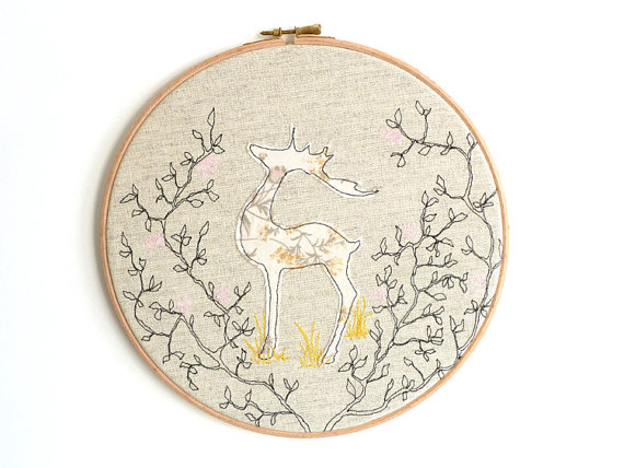 Embroidery Hoop Art - Reindeer