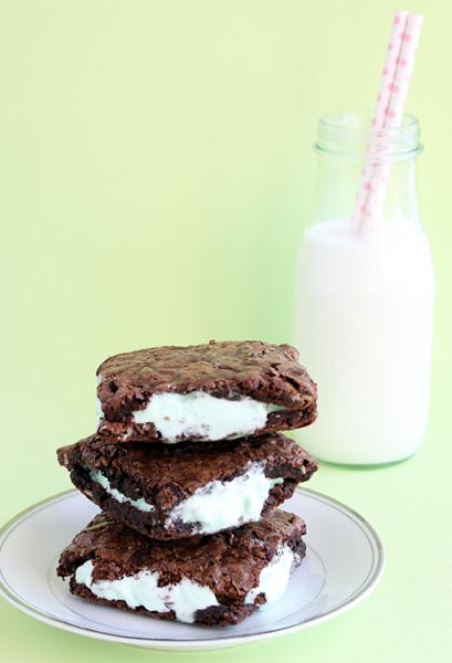 Brownie Double Mint Ice Cream Sandwiches 