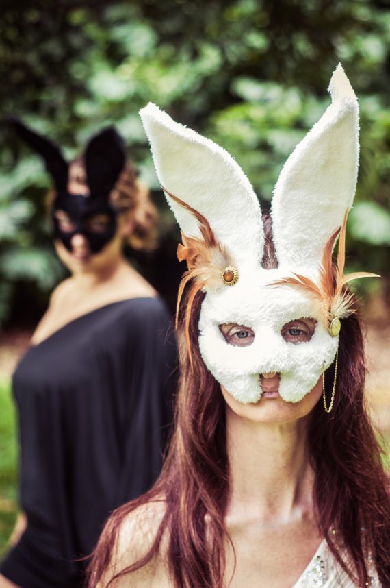 Follow the White Rabbit Masquerade Mask