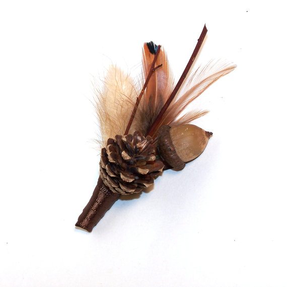 Acorn and Pinecone Boutonniere
