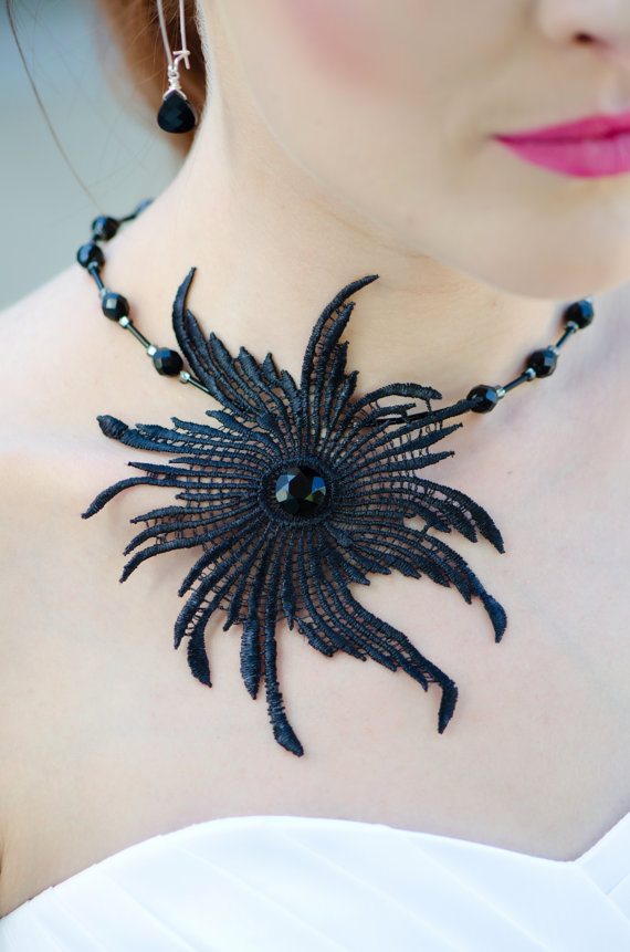 lace necklace, black choker