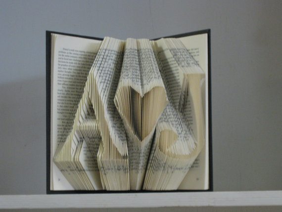 Folded Book Art Sculpture - She hearts Him
