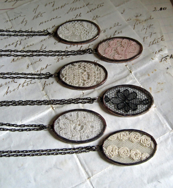 Lace Jewelry Necklace Gift Set for Wedding Vintage
