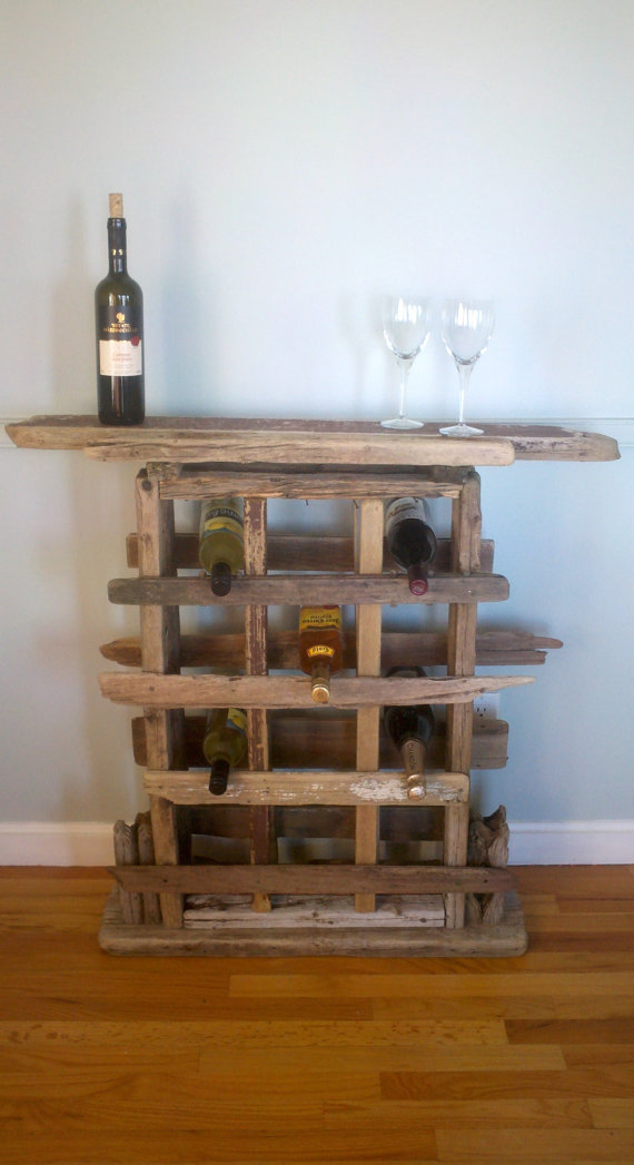 Rustic driftwood wine rack