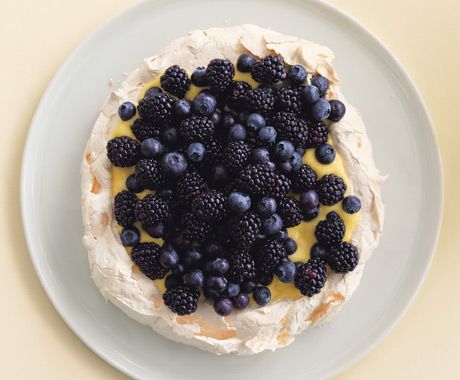 Pavlova with Lemon Curd and Berries
