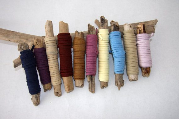 Set of 10 Faux Suede Driftwood Spools 