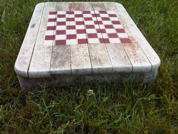 Checkers Game Board Tray- Reclaimed driftwood repurposed tray