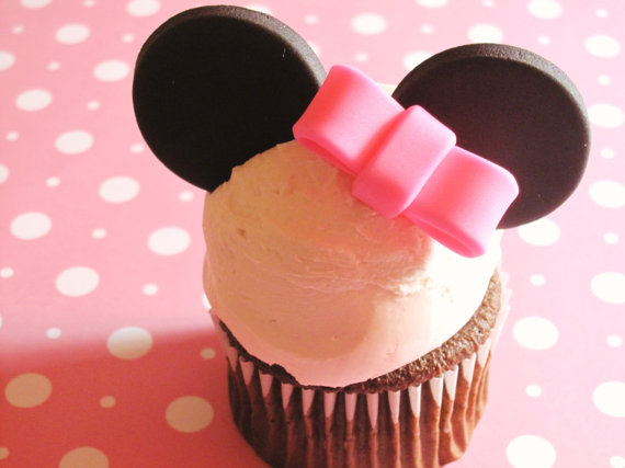 Mouse ears with pink bow cupcake toppers
