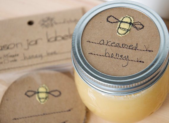 creamed honey bees canning jar label