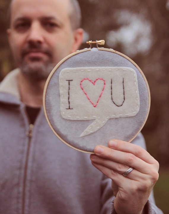 Embroidery Hoop Art, I "heart" you