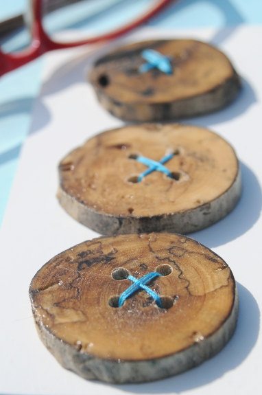 Handmade Drift Wood Buttons, Three 1.5 inch Natural Drfitwood Wooden Buttons