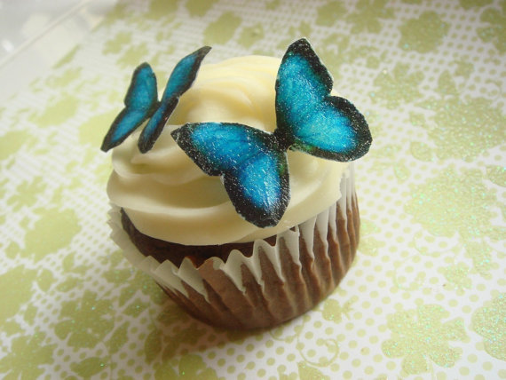 EDIBLE Butterflies - Small Royal Blue - Edible Butterfly Cupcake Decorations