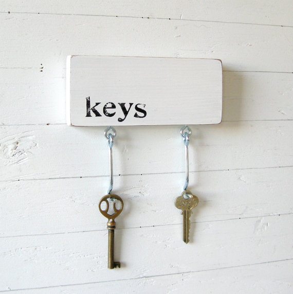Black and White Key Rack, Organizer - wall hooks