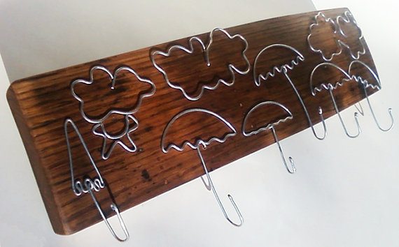 umbrellas clouds wooden key rack hooks