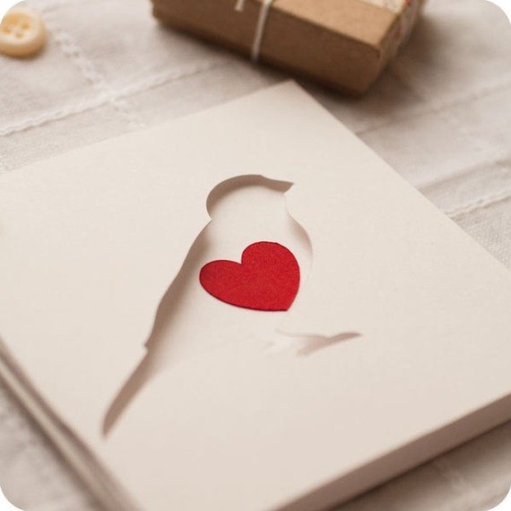 Loving Bird - papercut valentine card