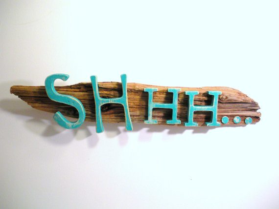 Reclaimed Beach Wood Nursery Sign "SHHH..."