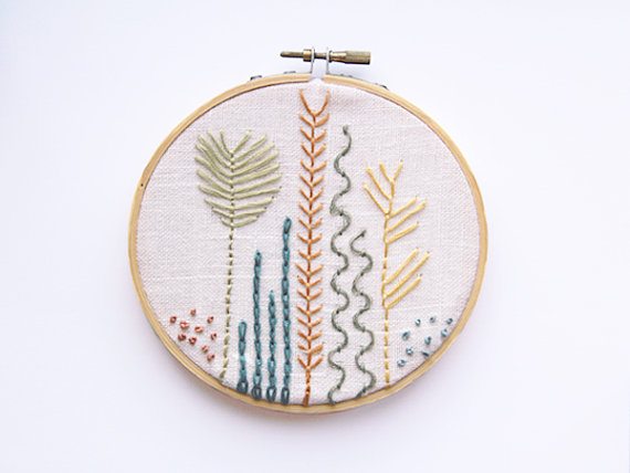 Embroidery Sea Botanicals Hoop Art