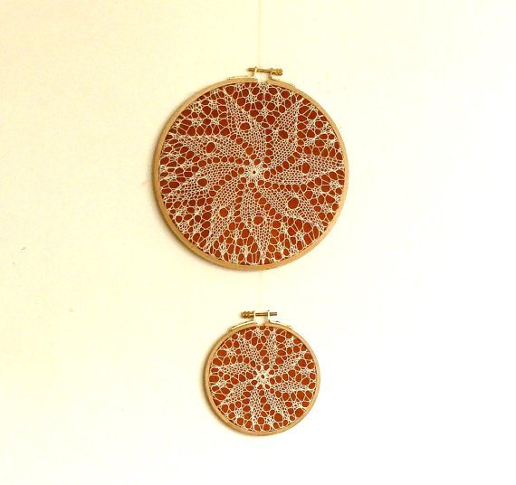 Embroidery Hoop Art - knitted lace