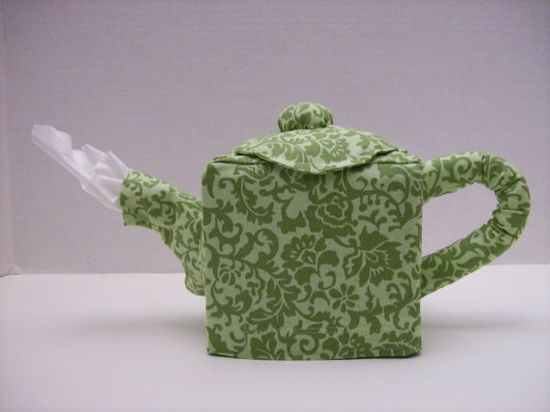Green Teapot Tissue Box Cover