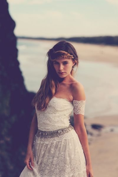  strapless lace wedding dress arm bands, bohemian floaty