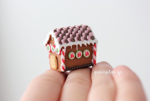 Gingerbread House - CHocolate and Pink - Dollhouse Miniature