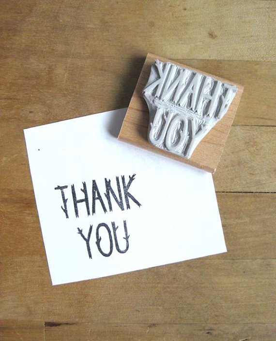 Twig Letter Thank You - Hand Carved Stamp