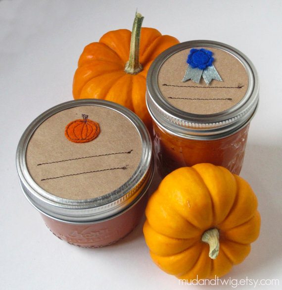 pumpkins puree blue ribbon canning jar labels