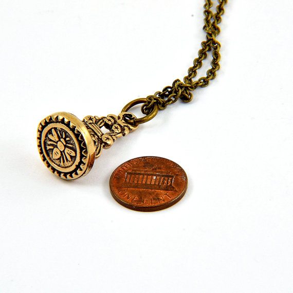Wax Seal Necklace Bee Stamper Bronze Necklace