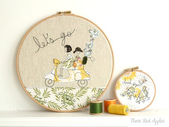 Embroidery Hoop Art - 'Let's go'
