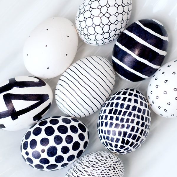 black and white sharpie easter eggs