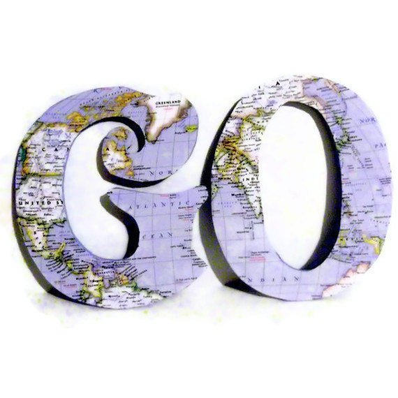 GO Upcycled Vintage Map Letters