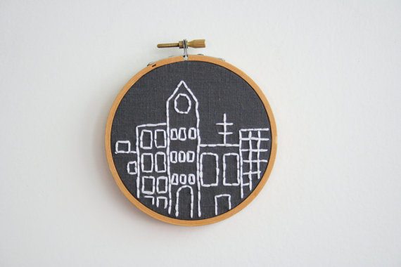 Hand Embroidery Hoop - City Skyline
