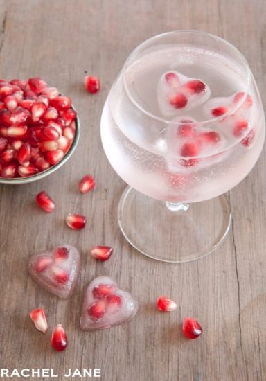 pomegranate heart ice cubes