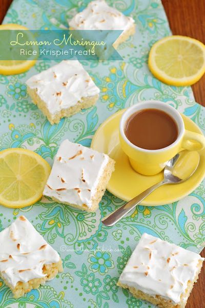 lemon meringue rice krispie treats