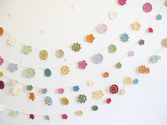 colorful crochet flower garland