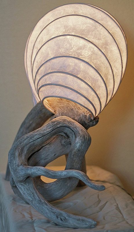 Oliphant: Modern and Rustic Lightsculpture (Fine Art Lamp) with Driftwood base