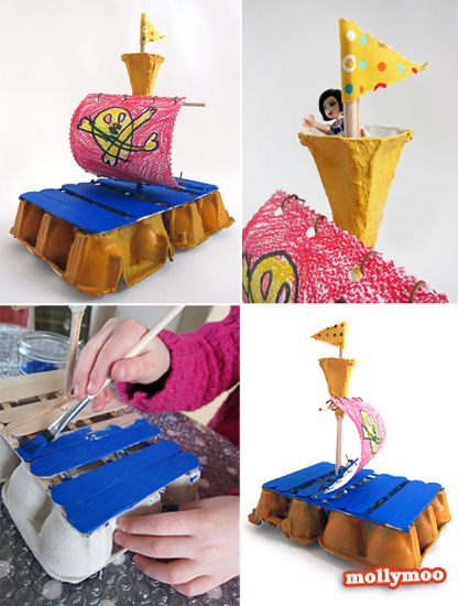egg carton raft craft