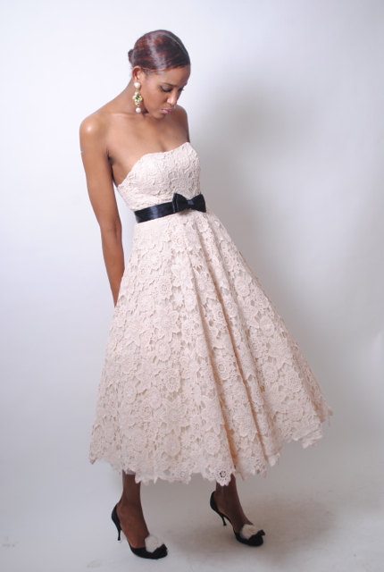  vintage 50s style LACE crochet wedding dress
