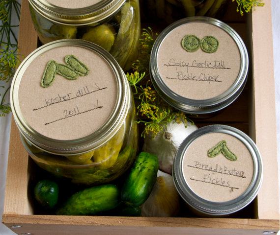 sliced whole dill pickles canning jar label