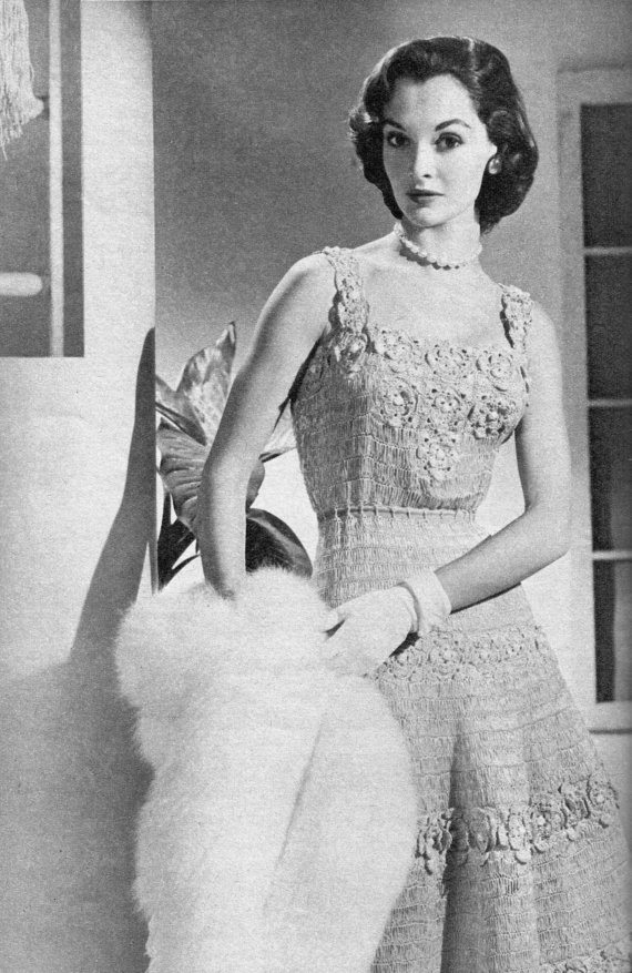 Vintage 50s Crochet Lace Wedding Dress
